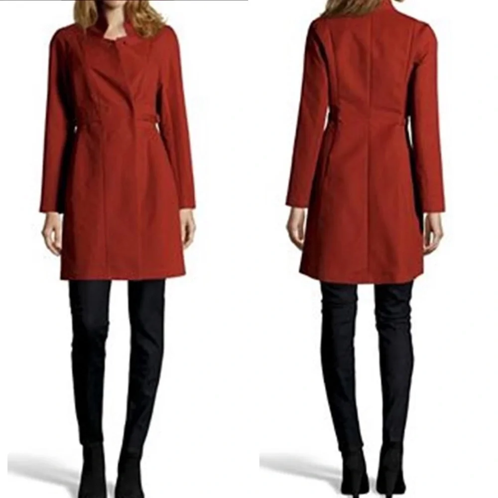 See by Chloé Coat Cotton Belted Rust Red Size 2 - Picture 17 of 17